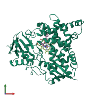 PDB entry 3ksw coloured by chain, front view.