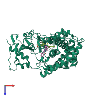 PDB entry 3ksw coloured by chain, top view.