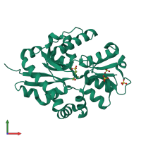 PDB entry 3ksx coloured by chain, front view.