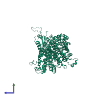 PDB entry 3ksy coloured by chain, side view.
