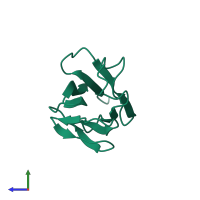 PDB entry 3kt9 coloured by chain, side view.