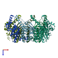 PDB entry 3ktg coloured by chain, top view.
