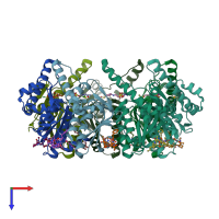 PDB entry 3kti coloured by chain, top view.