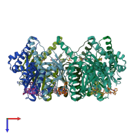 PDB entry 3ktj coloured by chain, top view.