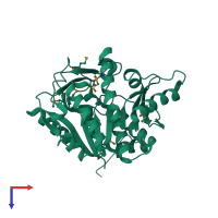 PDB entry 3ktn coloured by chain, top view.