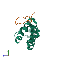 PDB entry 3ktp coloured by chain, side view.