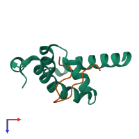 PDB entry 3ktp coloured by chain, top view.