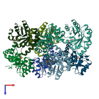 PDB entry 3kts coloured by chain, top view.