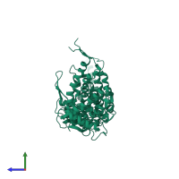 PDB entry 3ktt coloured by chain, side view.