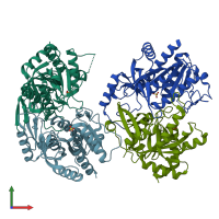 PDB entry 3ku4 coloured by chain, front view.