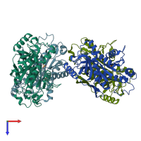 PDB entry 3ku4 coloured by chain, top view.