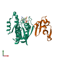 PDB entry 3kuc coloured by chain, front view.