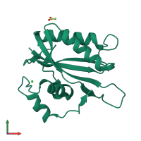PDB entry 3kue coloured by chain, front view.