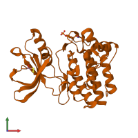 Monomeric assembly 2 of PDB entry 3kul coloured by chemically distinct molecules, front view.