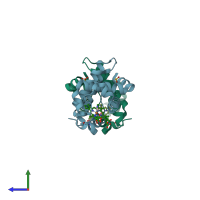 PDB entry 3kun coloured by chain, side view.