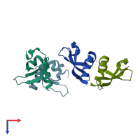 PDB entry 3kup coloured by chain, top view.