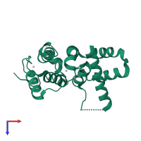 PDB entry 3kuq coloured by chain, top view.