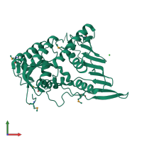 PDB entry 3kux coloured by chain, front view.