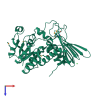 PDB entry 3kux coloured by chain, top view.