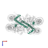 Histone H3.2 in PDB entry 3kuy, assembly 1, top view.