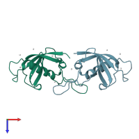 PDB entry 3kuz coloured by chain, top view.