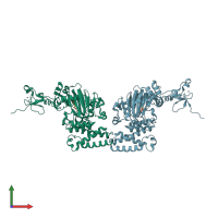 PDB entry 3kv6 coloured by chain, front view.