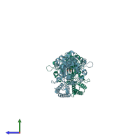 PDB entry 3kv6 coloured by chain, side view.
