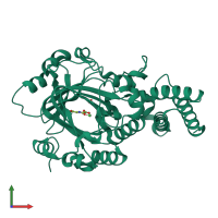 PDB entry 3kvb coloured by chain, front view.