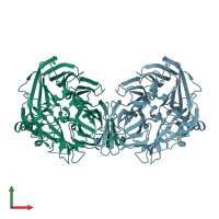 PDB entry 3kvc coloured by chain, front view.