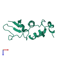 PDB entry 3kvt coloured by chain, top view.
