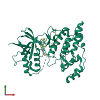 PDB entry 3kvx coloured by chain, front view.