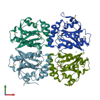 PDB entry 3kw0 coloured by chain, front view.