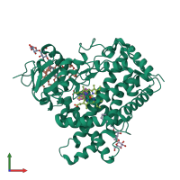 PDB entry 3kw4 coloured by chain, front view.
