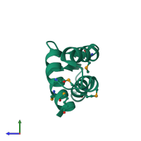 PDB entry 3kw6 coloured by chain, side view.