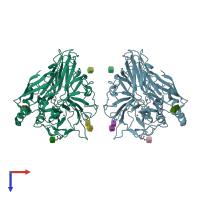 PDB entry 3kw7 coloured by chain, top view.