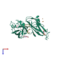 PDB entry 3kw8 coloured by chain, top view.