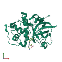 PDB entry 3kw9 coloured by chain, front view.