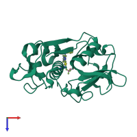 PDB entry 3kw9 coloured by chain, top view.