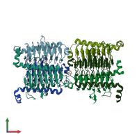 PDB entry 3kwc coloured by chain, front view.