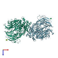 PDB entry 3kwf coloured by chain, top view.
