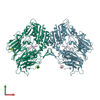 PDB entry 3kwj coloured by chain, front view.