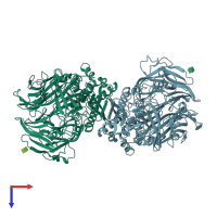 PDB entry 3kwj coloured by chain, top view.