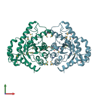 PDB entry 3kws coloured by chain, front view.