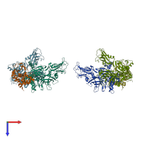 PDB entry 3kwv coloured by chain, top view.