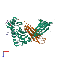 PDB entry 3kww coloured by chain, top view.