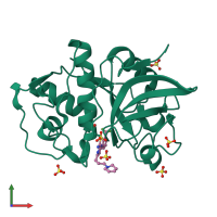 PDB entry 3kwz coloured by chain, front view.