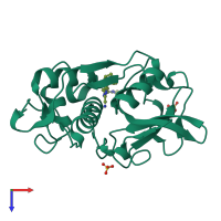 PDB entry 3kx1 coloured by chain, top view.