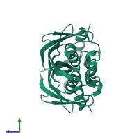 Fluoroacetyl-CoA thioesterase in PDB entry 3kx7, assembly 1, side view.