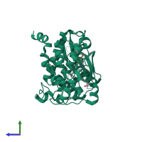 PDB entry 3kxh coloured by chain, side view.