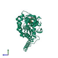 PDB entry 3kxi coloured by chain, side view.